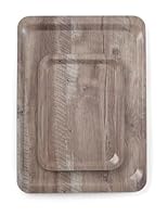 HENDI Serviertablett, AmberBox, Schock- und bruchfest, flachem Rand, Gastro Tablett, Tablett, 370x530mm, Melamin, Holz dunkel