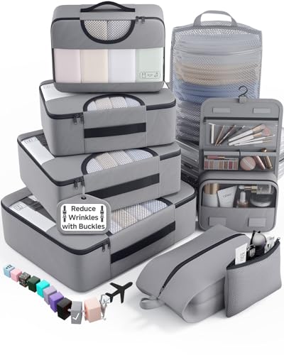 Veken 8 Set Packing Cubes for Travel Essentials, Suitcase Organizer