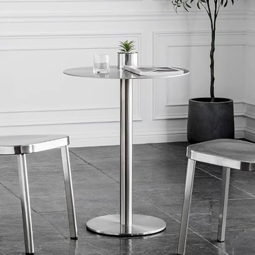 Table de salle à manger à hauteur de comptoir avec base robuste en inox - 6