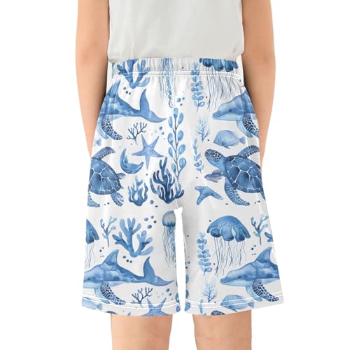 Sea Turtle with Whale Short Pajama Pants Bottoms Soft Sleepwear with Pockets2