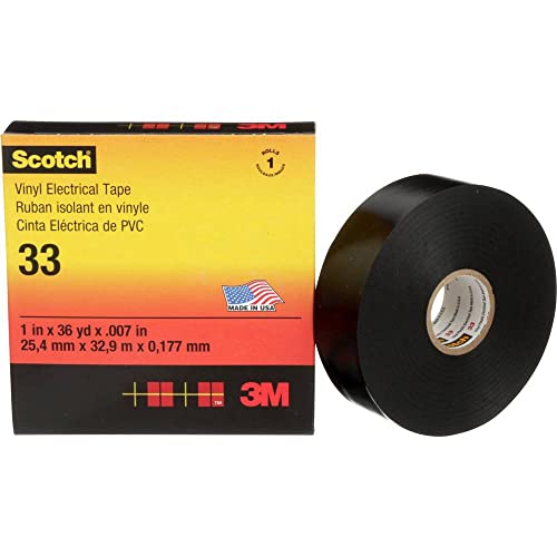 Cinta aislante negra 3M Scotch de 33 m x 38 mm para aislamiento eléctrico y bricolaje hogareño