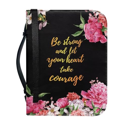 PJHEQOXE Peony Plumeria Theme Bible Cover with Handles,Bible Study Supplies
