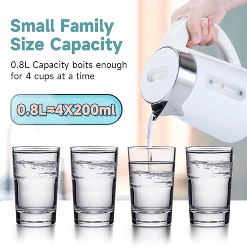 Hervidor eléctrico portátil 0.8L de acero inoxidable blanco miniatura 2