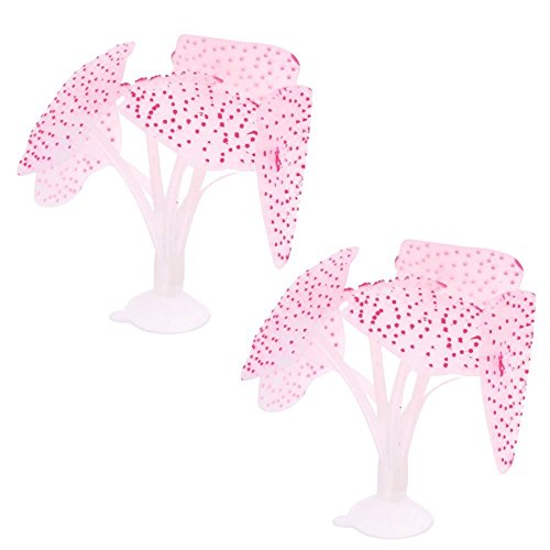 Image of Emily Pets Silicone Aquarium Fish Tank Decor Artificial Coral Silicon Plant for Underwater Decoration Combo Pack of 2 (Pink)