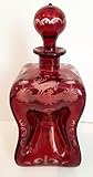 böhmisches glas antik Sammlerstück Oberstdorfer Glashütte Egermann Glas rubinrot Karaffe Antik böhmisches Glas farbige Likörflasche handgeschliffen Aussendekor antikes Kristallglas mundgeblasen Höhe ca. 23 cm