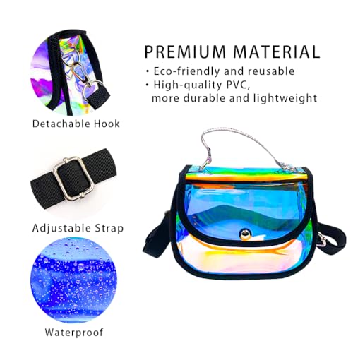 TotePrint Holographic Clear Tote Bag Waterproof PVC Handbags for Work,Shopping,Beach,Stadium,Travel,Swim Venue or Concert3
