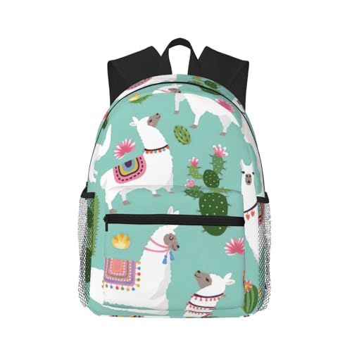 Sac à dos universitaire à motif cactus et lama pour vos cours et sorties