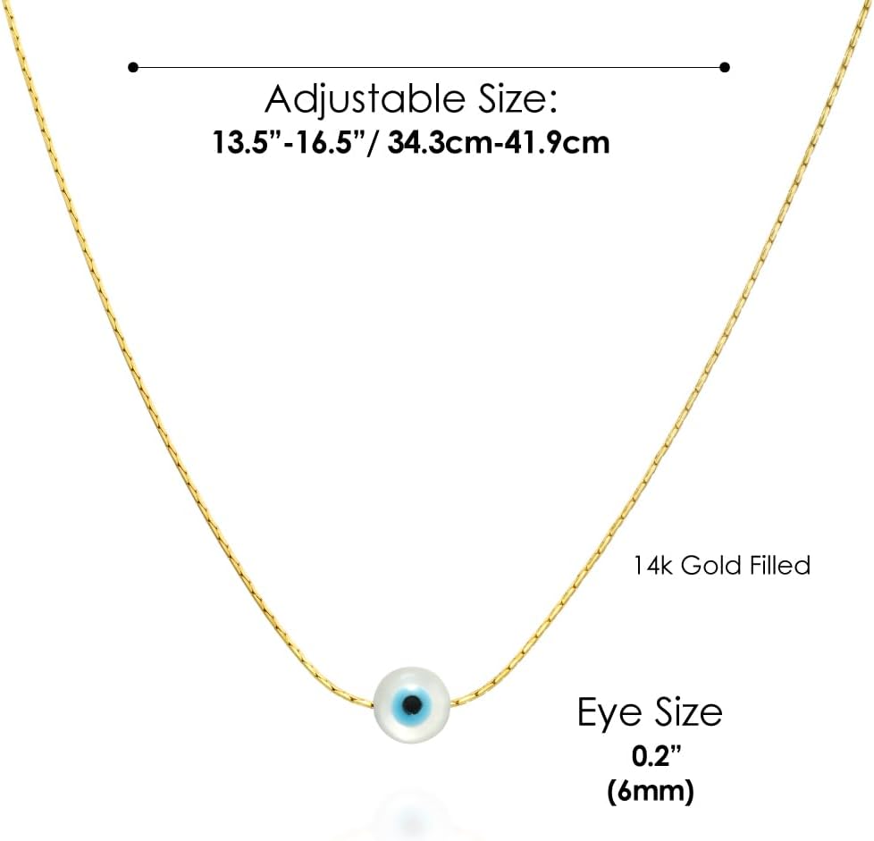 Evil Eye Choker Necklace - Gold Filled or Sterling Silver, Round or Marquise Eye, Minimalist Good Luck Jewelry - Image 5