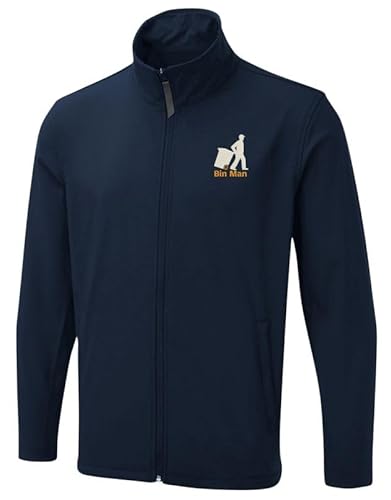 Custom Embroidered Soft Shell Jacket with Bin Men Logo, Custom Workwear Uniform with Text, Unisex Soft Shell Jacket Navy