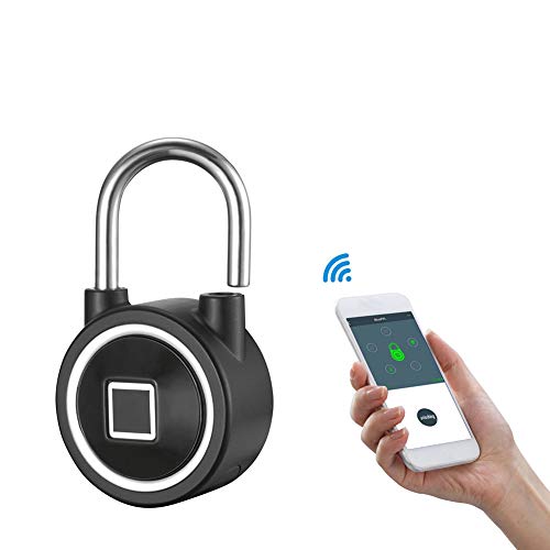 Preisvergleich Produktbild Fingerabdruck-Vorhängeschloss, Smart + Bluetooth + Sicherheitsschloss Anti-Diebstahl Keyless Elektronisches Vorhängeschloss Fitnessstudio, Rucksack, Gepäck + APP Ist Für Android / IOS Geeignet