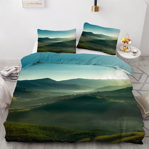 Housse de couette 240 x 260 cm verte zippée facile à repasser