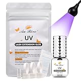 UV Eyelash Extension Glue - 3ml Light Curing Extra Strong Bond UV Lash Glue Adhesive 1-Second Ultra Quick Drying 8-10 Weeks Long Lasting for Professional Use Only