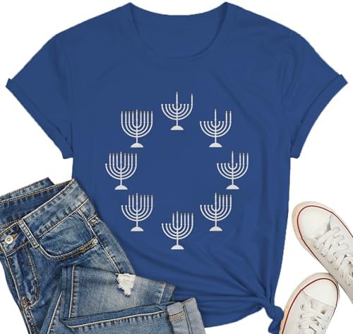 Hanukkah Shirt for Women Happy Hanukkah Tops Jewish Chanukah Tshirt
