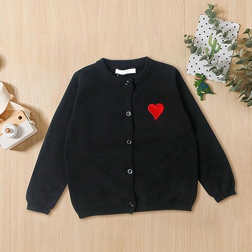 Toddler Girls Boys Button Down Tops Heart Printed Long Sleeve Cardigan Jackets Cute Stylish Outwear for Kids Children3