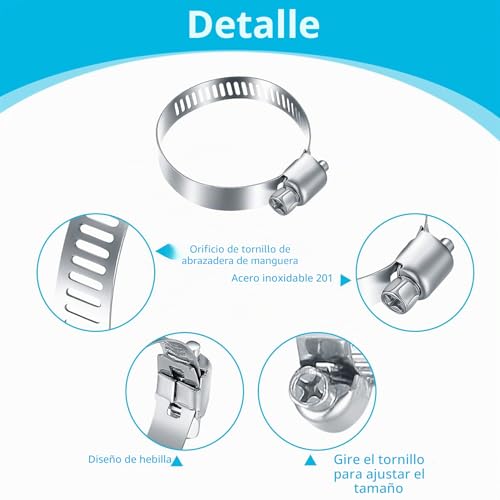 Miniatura 3 de 100piezas Abrazaderas De Manguera Ajustables 8-44 Mm, Abrazaderas De Tubería Acero Inoxidable, Abrazadera De Tubo Para Tuberías De Agua Con Destornillador, Para Tubería De Automóvil Gas