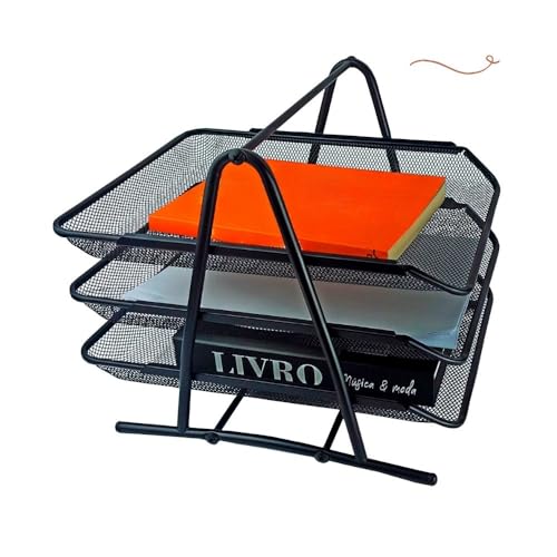 Bandeja Organizadora Tripla de Papel Documentos para Mesa de Escritório Kit 8un - Markys Store