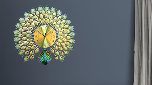 Image of RECTITUDE Wall Clock Silent Quartz Decorative Wall Clock Non-Ticking Classic & Modern and Stylish Silent Movement Peacock Wall Clock Easy to Read for Room /Home /Kitchen /Bedroom /Office (BF392)