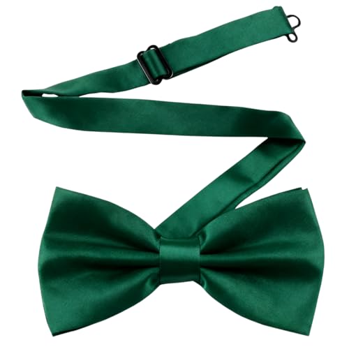 XEF Pre-tied Bow Ties for Men Satin Formal Adjustable Neck Bowtie for Wedding Party Tuxedo Bowties Dark Green