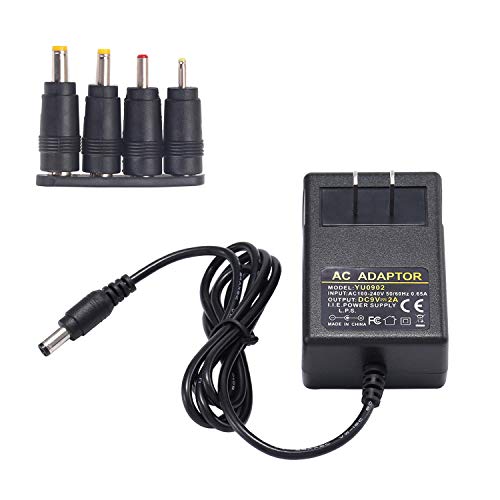 AC DC Power Supply 9V 2A Adapter, COOLM AC 100-240V to 9V2A 5.5x2.5mm 18W Charger 6.6ft Cord with 2.5mmx0.7mm,3.5mmx1.35mm,4.0mmx1.7mm,4.8mmx1.7mm Conversion Plug Adapter (Compatible with Many Models)
