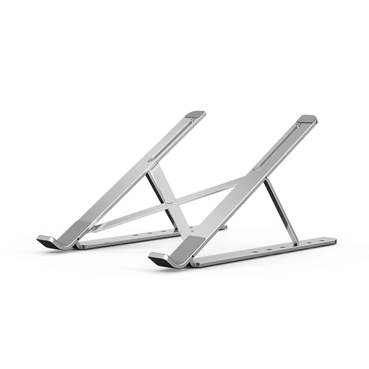 ALMEKAQUZ Laptop Stand with Carry Pouch | 6 Height Adjustable Riser for desk | Increased Laptop Ventilation | Ergonomic Foldable & Portable | Universally Compatible | Carbon Black (RACK)