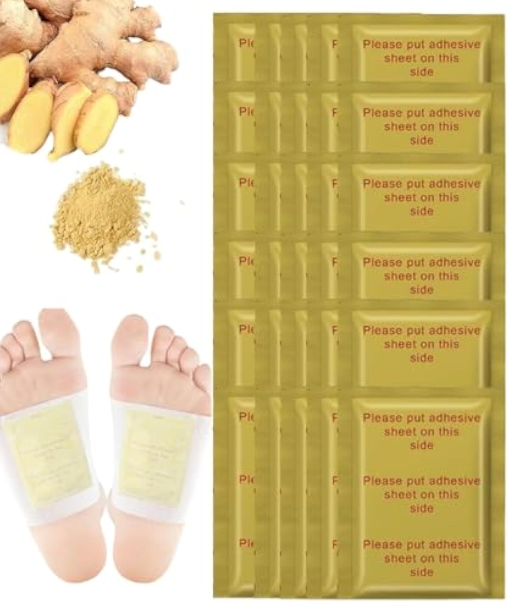 30 Pcs Ginger Infused Detox Foot Patches for Toxin Removal