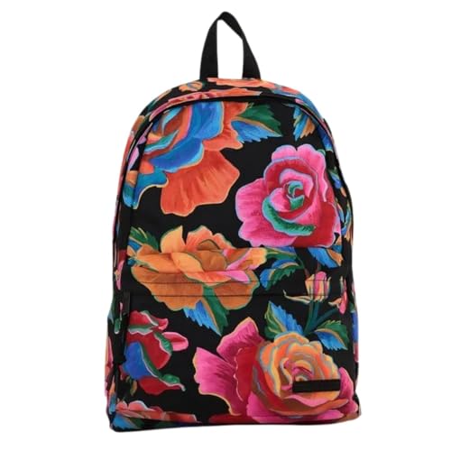 Mochila Farm Xodó Rosas Pintadas Preta Estampada Original