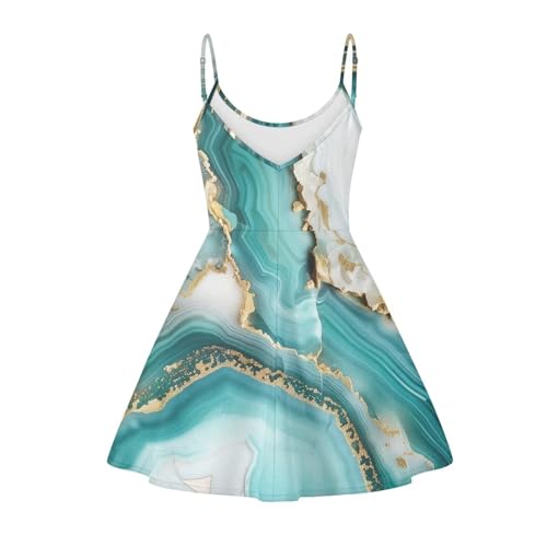 Image of Spaghetti Strap Midi Satin Dresses Summer Sleeveless Sundree Women Girl Beach Party Swing Dress