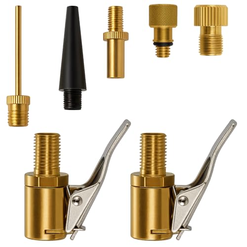 kelav Embout de Gonflage Laiton, 2 Pièces Embout Gonflage Pneu Voiture Adaptateur Pneu Velo Compresseur Air pour Valves, Compatible avec Toutes les Valves de Pneus