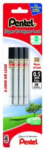 Image of Pentel Super Hi-Polymer HB Lead Refill - 0.5mm, Pack of 36