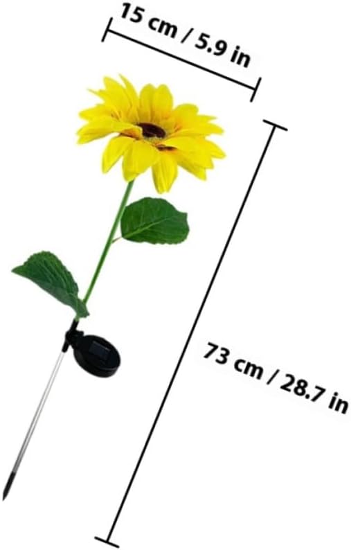 YARNOW 4pcs Solar Garden Sunflower Lights Outdoor Landscape Decorative Lawn Lamps with Ground Stakes, Solar-Powered Flower Lights for Patio Yard Lighting