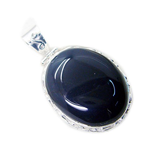 Pendentif onyx noir naturel et argent 925, un collier d'exception pour femme