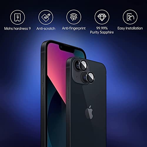 Image of CASEKOO Metal Full Cover + Tempered Glass Circle Camera Lens Protector for iPhone 13 /13 mini,HD Camera Lens Screen Cover Case,9H Hardness Anti-Scratch Camera Screen Protective Lens Film (Black)