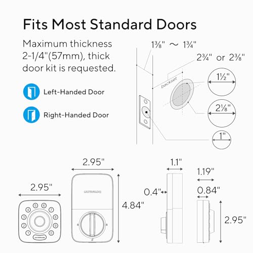 ULTRALOQ U-Bolt Pro WiFi Fechadura inteligente com sensor de porta, fechadura de porta de entrada se