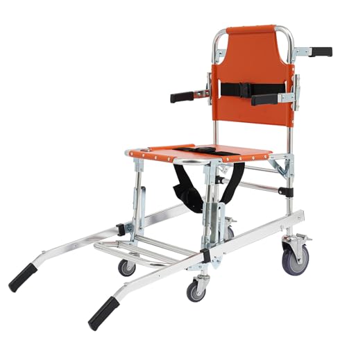 Silla de escalera Silla de emergencia portátil Silla de evacuación con 4 ruedas 2 frenos Silla de rescate plegable para pacientes ancianos Heridos Silla de ruedas plegable para escaleras Transporte