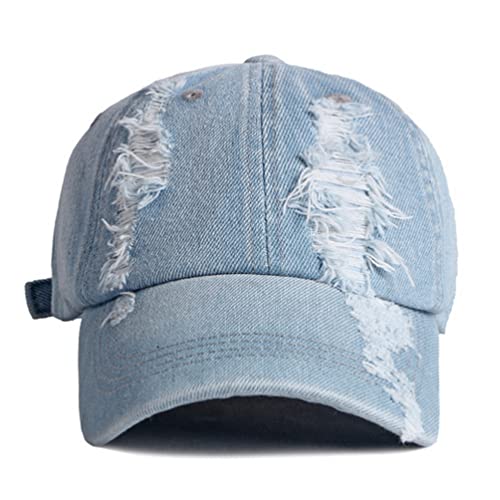 Image of Vintage Washed Denim Distressed Dad Hats Baseball Caps for Men Women
