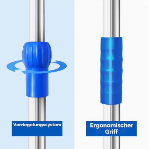 AIESI® Infusionsständer aus EDELSTAHL mit 4 Kunststoffhaken und drehbaren Rädern mit Bremse, Gratis 2 Flaschenhalter 100 ml, Garantie 24 monate