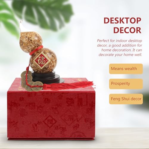 Calebasse feng shui laiton or ensemble 1 pièce boîte présent - 3