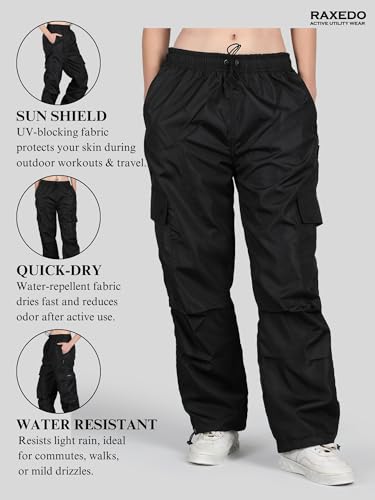 Image of Parachute Pants for Women - Water-Resistant Cargo Pants for Women | Stylish Activewear for Travel, Office, Gym, Trekking & Everyday Comfort | Korean Pants for Woman