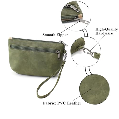 Image of Small Wristlet Wallets for Women, Zip Clutch Bag with Wristlet Pouch, 3-Zipper Original Design