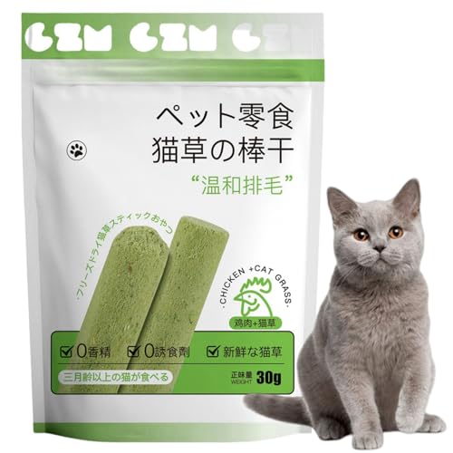 Cat Grass Teething Stick, Chew Toys for Indoor Cats - Natural Dental Sticks With Catnip for Hairball Removal - Green