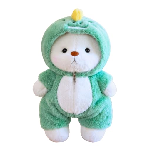 Image of Teddy Bear Stuffed Animal, Teddy Bear Plush Toys with Removable Hoodie Movable Legs, 13'' Soft Cute Emotional Support Stuffed Plushies with Dinosaur Clothes Gifts for Girls Kids Birthday Christmas