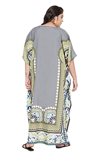 Image of Oussum Women Polyester Casual Long Plus Size Beach Caftan Cover Up Maxi Dress 1X-3X Summer Kaftan Dresses for Women