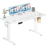 DUMOS Electric Standing Desk-Height Adjustable Table with 3 Memory Presets Ergonomic Computer Workstation with T-Shaped Metal Bracket Suitable for Home Office, 5524, White