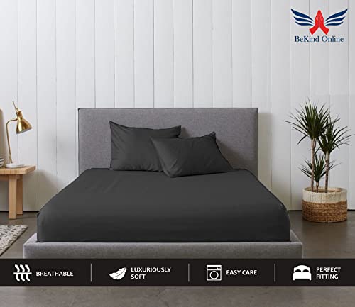 Image of King - 78 inch x 80 inch Size Luxury 600 Thread-Count 100% Egyptian Long Staple Cotton Sheets Set Oversized Sheet Set Soft & Silky Sateen Weave 21 inch Extra Deep-Pockets - King, Dark Grey