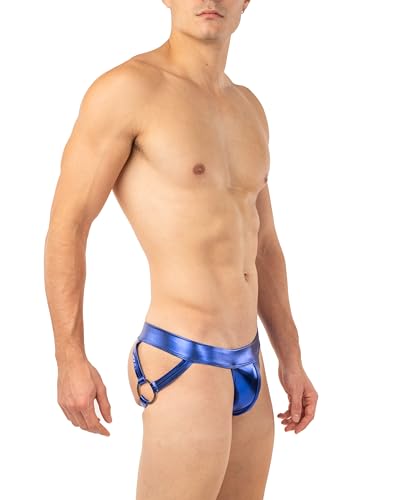 Gary Majdell Sport Men's Jock Strap Swimsuit with O-Ring Back Detail - Liquid Metallic Shiny Tricot4