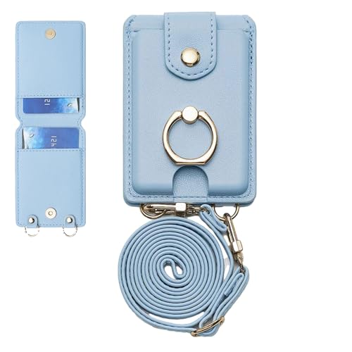 Cartera para teléfono azul con cordón desmontable para viaje