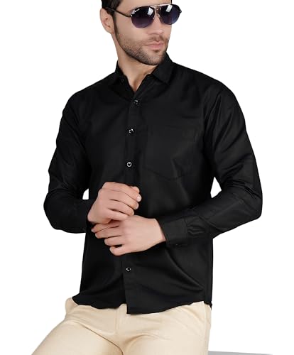 Image of Mens Slim fit Solid Casual Cotton Shirt with Spread Collar and Full Sleeves || Suitable for Office wear