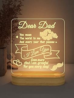 Dad Gifts, I Love You Daddy 3D Illusion Lamp LED Night Light for Papa Birthday Father's Day Sweet Present, USB Power Soft Warm White Colors