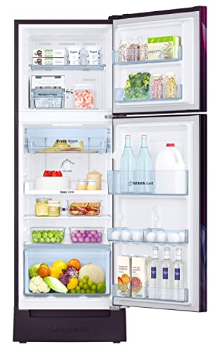 Image of Samsung 236L 2 Star Inverter Frost-Free Double Door Refrigerator (RT28C31429R /HL,Paradise Bloom Purple) Base Stand Drawer