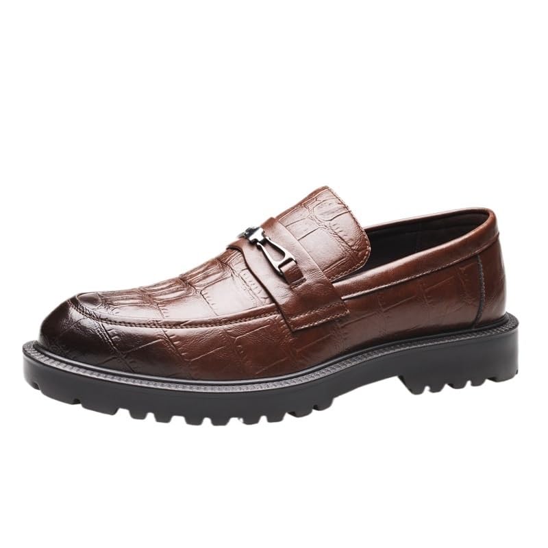 Men's Fashion Crocodile Pattern Dress Shoes Slip-On Loafers Formal Business Casual Moccasins Driving Leather Shoes